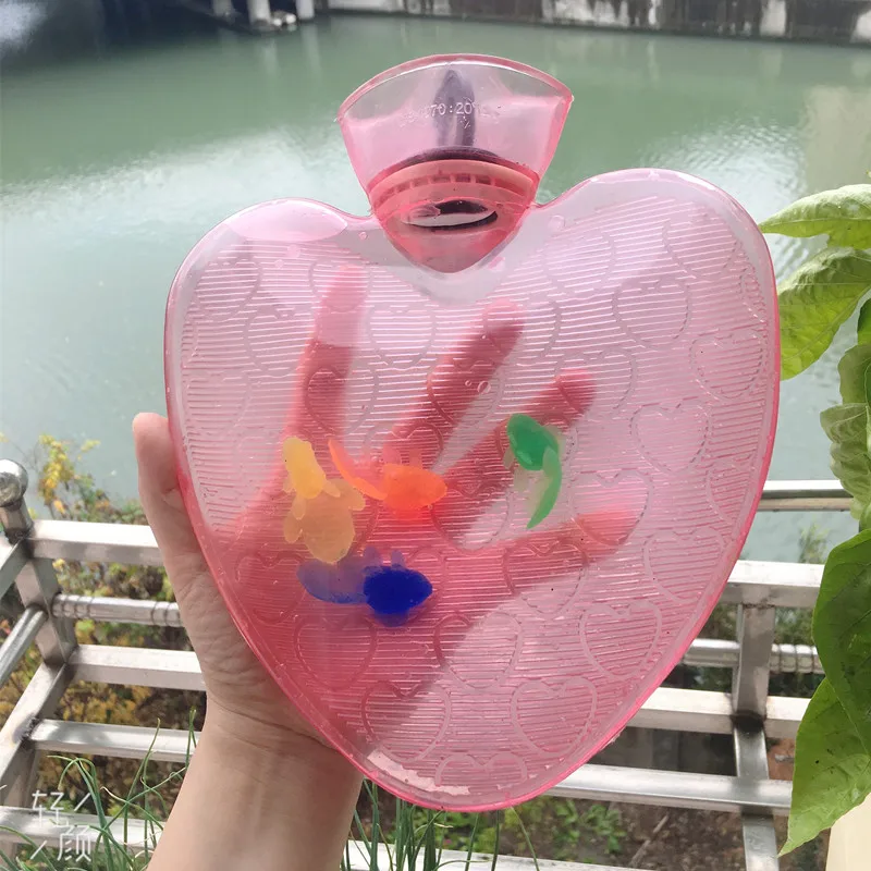 

Heart-shaped Hand Warmer Bag PVC Flushing Hot Water Bottle Winter Belly Warming Water Injection Explosion-proof Safety