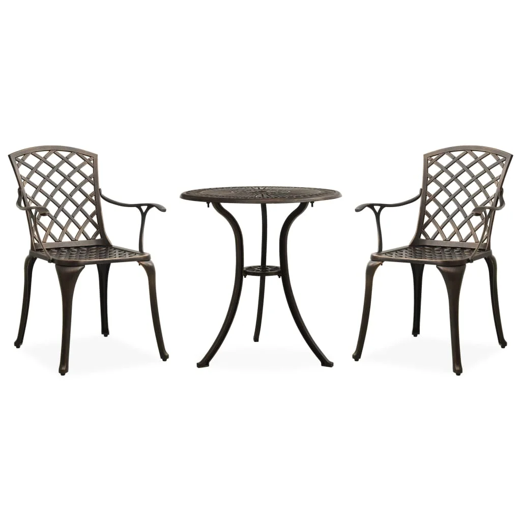 

3 Piece Bistro Set,Patio Table and Chair Set, Cast Aluminium Bronze