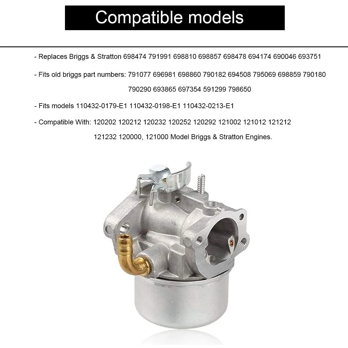 Карбюратор 798653 для двигателя Briggs &amp Stratton 698860 698474 694508 696981 795069 698859 790180 790290 693865 697354