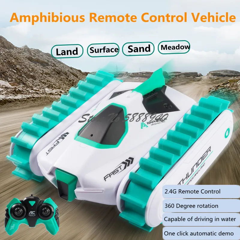 

Amphibious Waterproof Electric RC Tank Car Model Chidren's Gift 4WD 360 ° Rotate Surface Driving Firm Stunt Remote Control Car