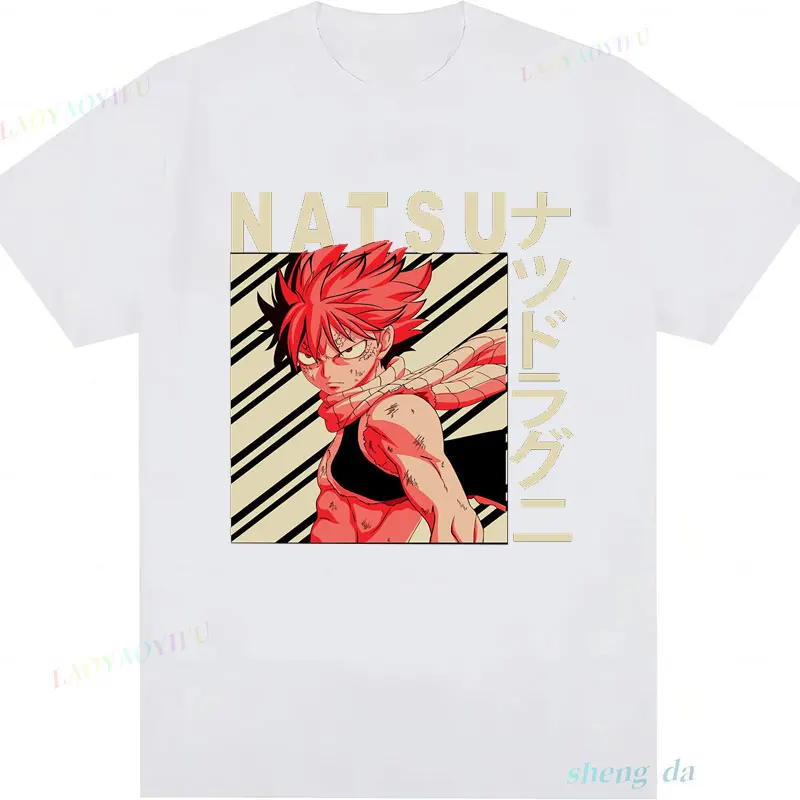 Фото Футболка Fairy Tail Natsu Lucy Dragneel для мужчин и женщин, идея подарка на день рождения, футболки с графическим принтом, одежда унисекс с изображением аниме и мультфильмов 2000-х годов №4
