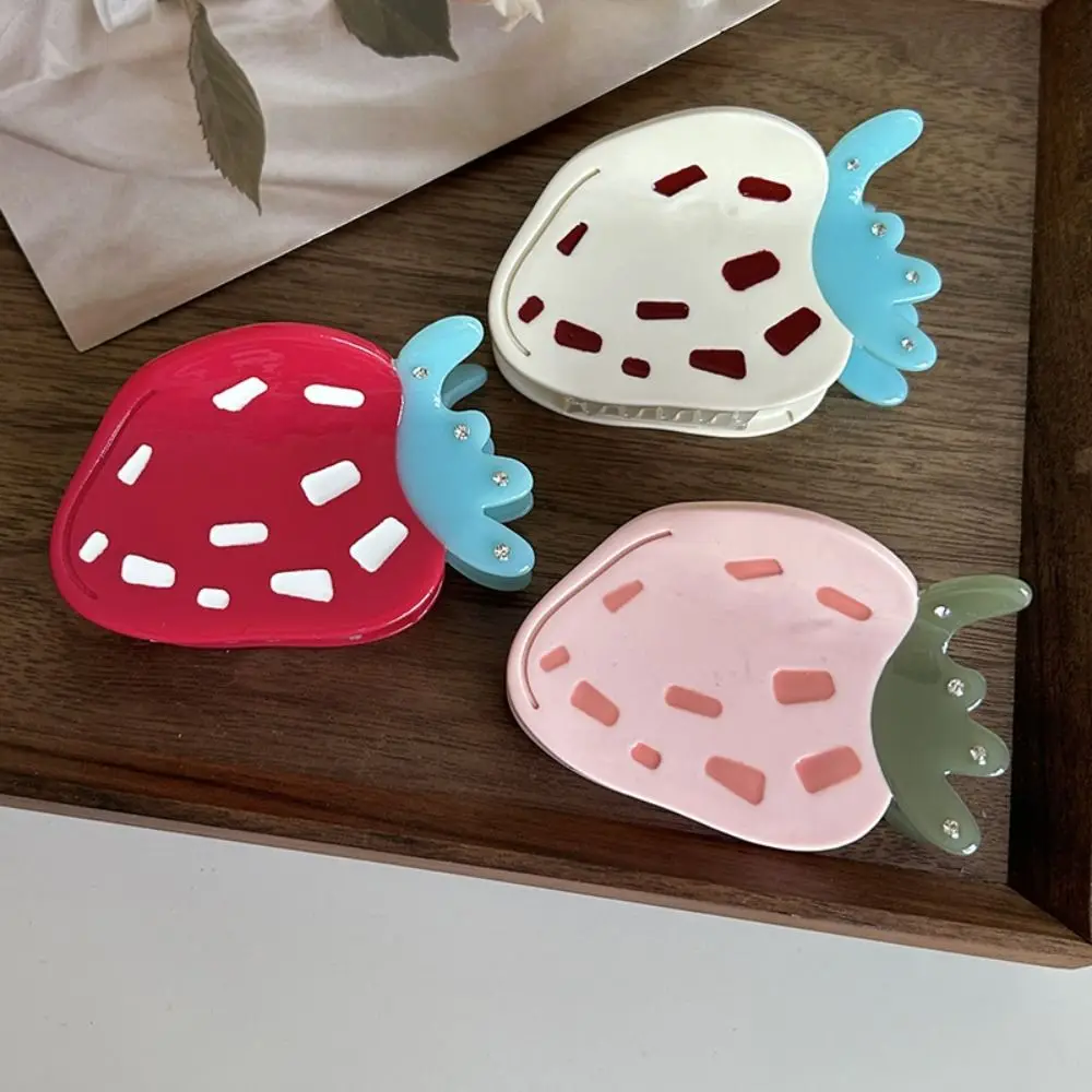 Заколка для волос со стразами и клубникой заколка в виде акулы коготь тыквы