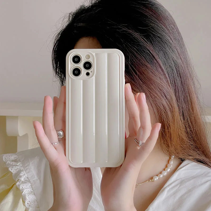 

Fashion Milky White Roman Column Down Jackets Mobile Phone Case For IPhone8 7 11 12 13 14 Pro Max X XS Max XR Plus