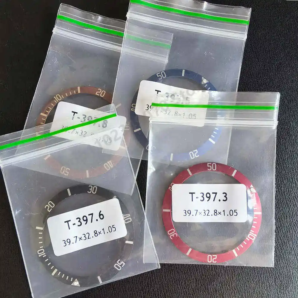 Mod Watch Parts Black Blue Red Coffe 39.7mm*32.8MM Slope Aluminum Bezel Insert Green Luminous Beads For Tudor T-397 41MM Case