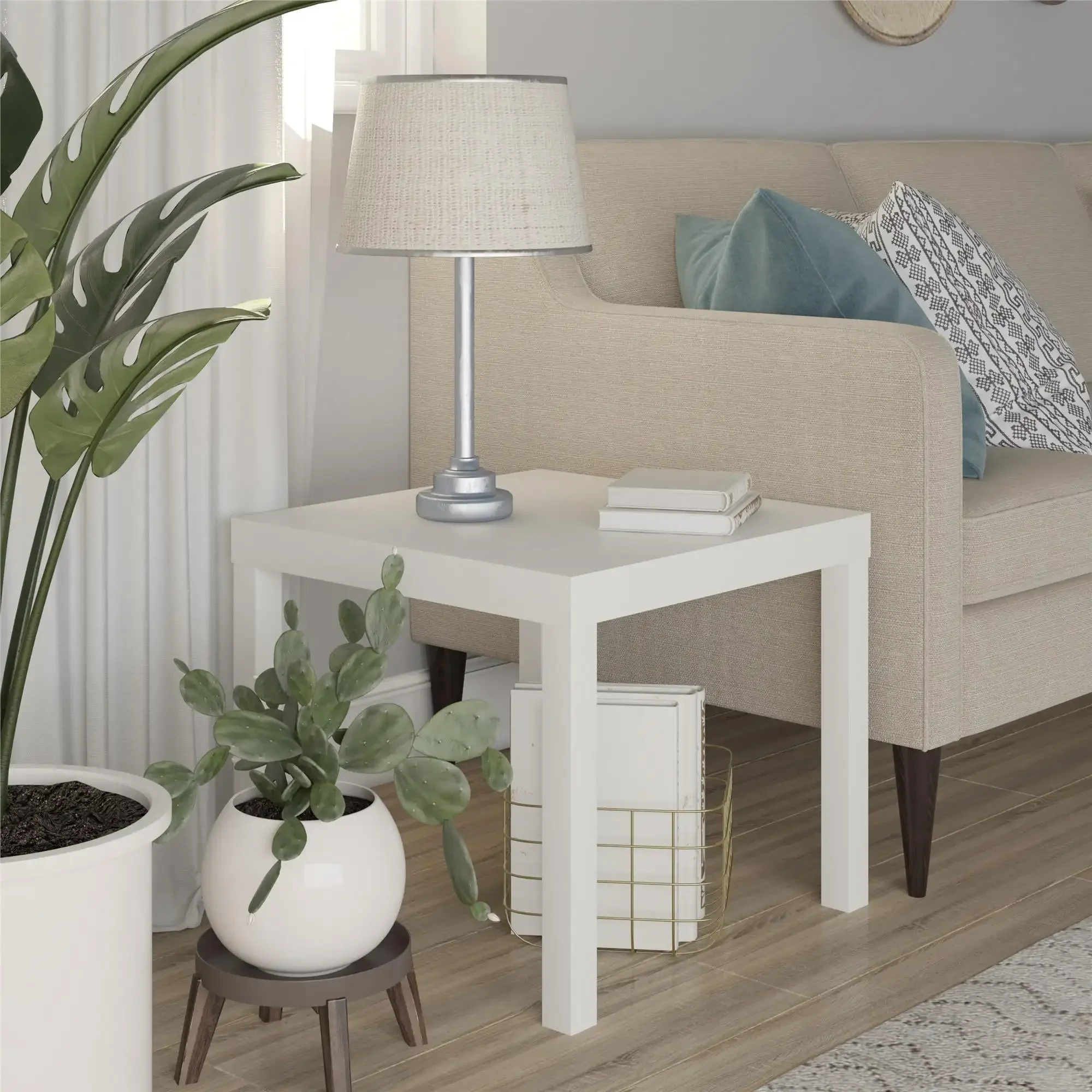 

Parsons End Table, White Coffee Table for Living Room Furniture