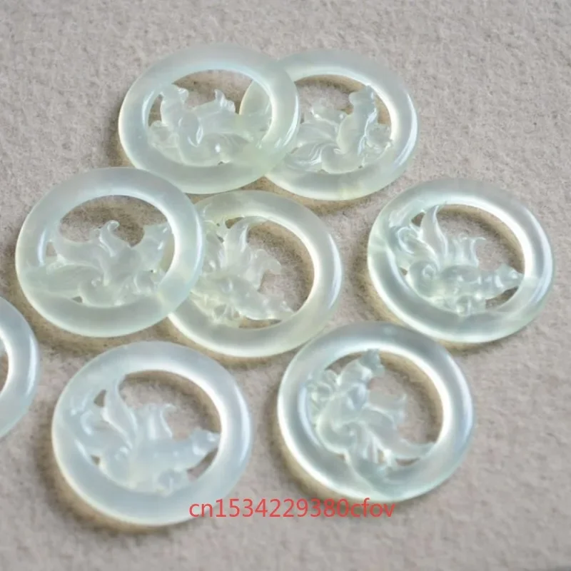 Натуральный нефрит Xiuyu лиса олень двусторонние ажурные аксессуары сделай сам