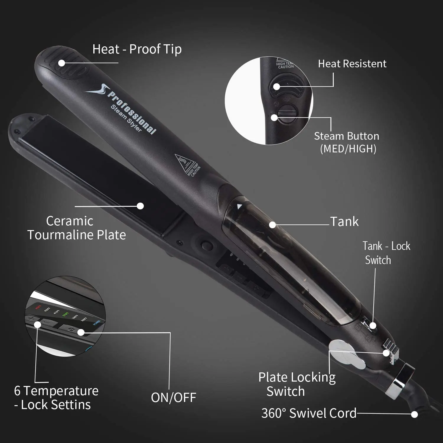 Ceramic hair straighteners with steam фото 15