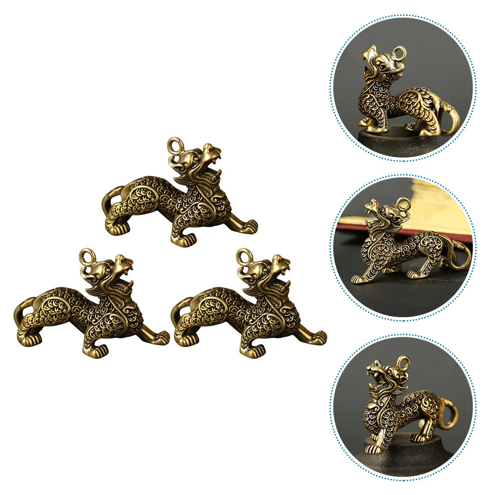 

Keychain Charms Brass Statue Animal Kirin Fengshui Decor Wealth Figurinemini Ornament Luckycopperfigurines Charm Beads Adorn