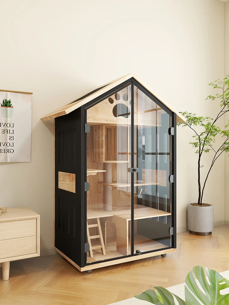 

YY Solid Wood Cat Villa Indoor Cat Cabinet Household Double-Layer Three-Layer Cat Cage