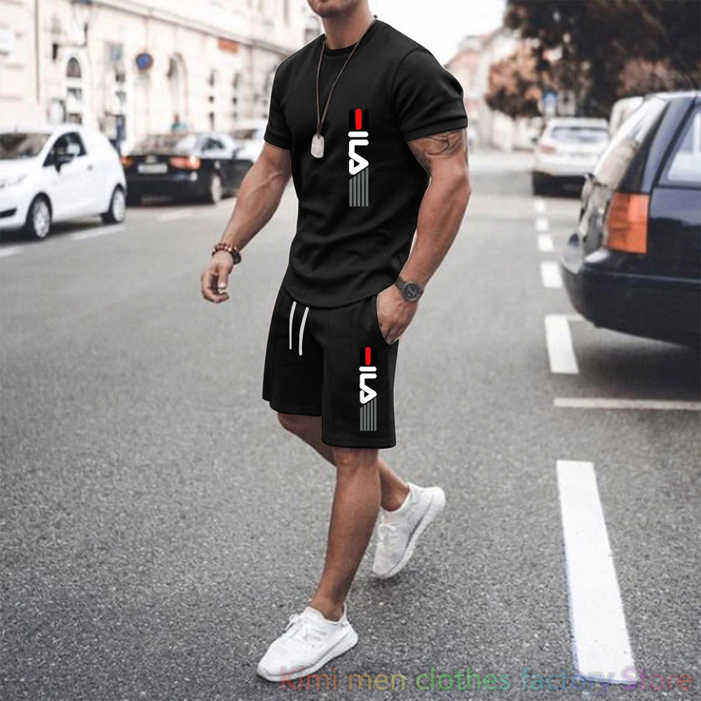 Tracksuit Jogging suit Brand Print TShirts Shorts Sets Cotton Set Men Oversized 2 Piece Outfits Sets for Men Summer Streetwear
