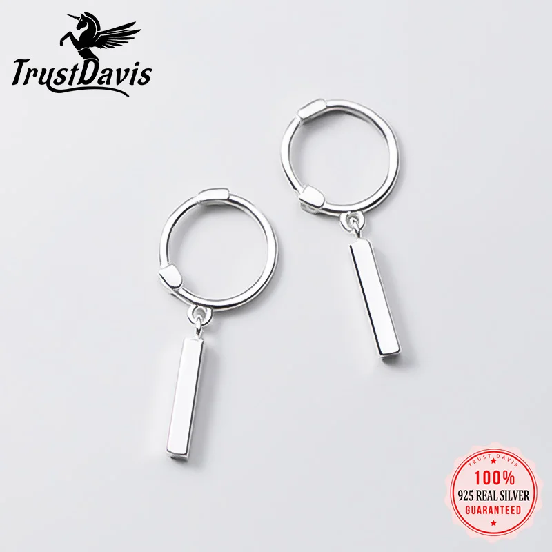 

Trustdavis подлинное серебро 925 пробы квадратная ручка серьги-кольца с подвесками для женщин Свадьба Вечеринка день рождения ювелирные изделия ...