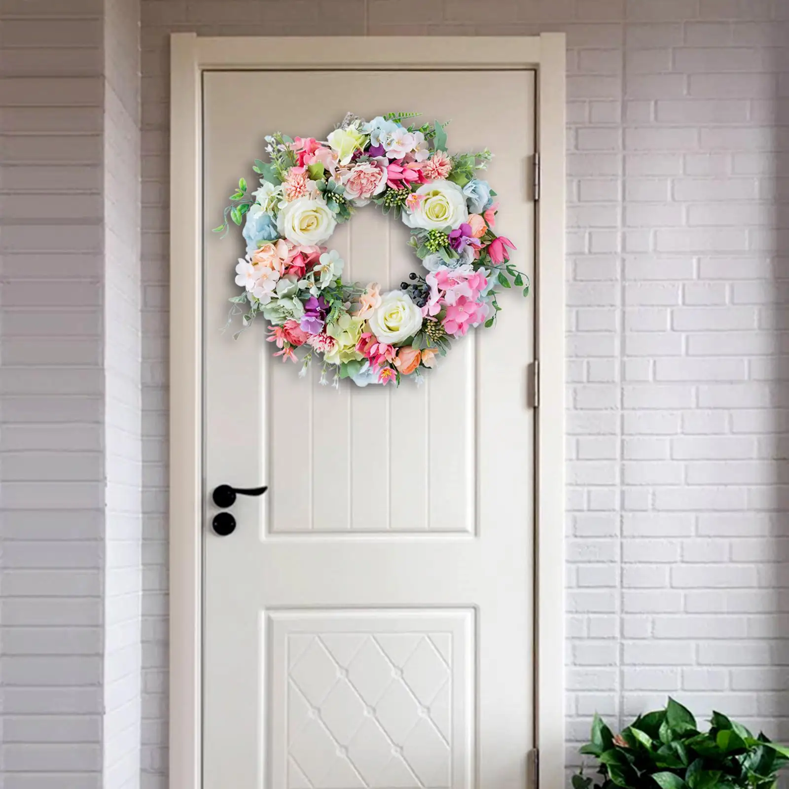 

Front Door Wreath Round Vine Floral Wreath 16.5" for Window Party Office