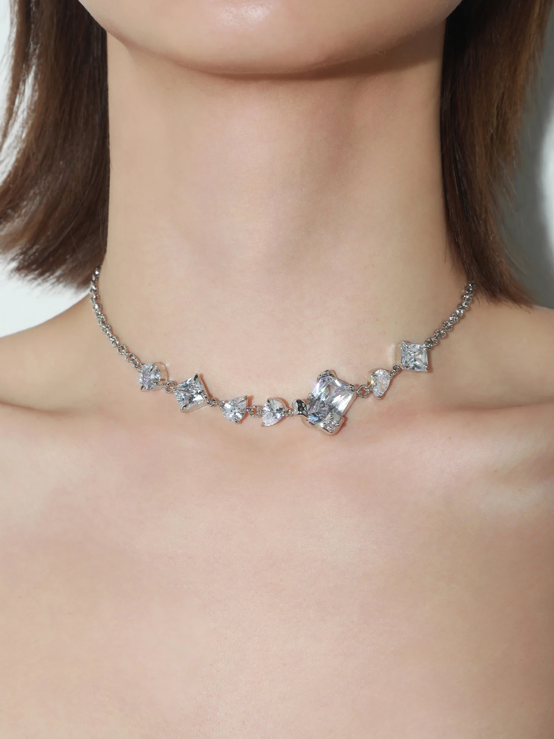 

Женское Ожерелье с гео-эффектом, эксклюзивное ожерелье из циркония в стиле панк и Instagram, редкая подиумная бижутерия в стиле K-POP, 6427