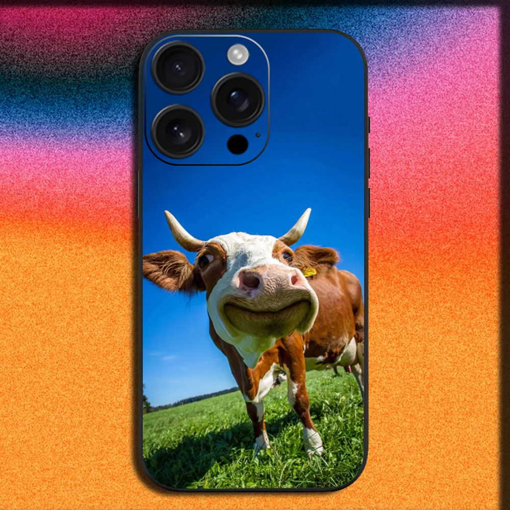 Фото Чехол для телефона Lovely Cute Cow Cows OX для iPhone 16,15,14,13,12,11, Pro, XS, Max, XR, Plus, E, Mini, мягкий черный чехол №5