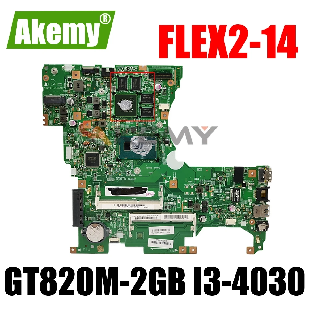 

For lenovo 13281-1 448.00X01.0011 for FLEX 2-14 laptop motherboard with GT820M-2GB GPU I3-4030/4010 CPU DDR3L 100% Mainboard