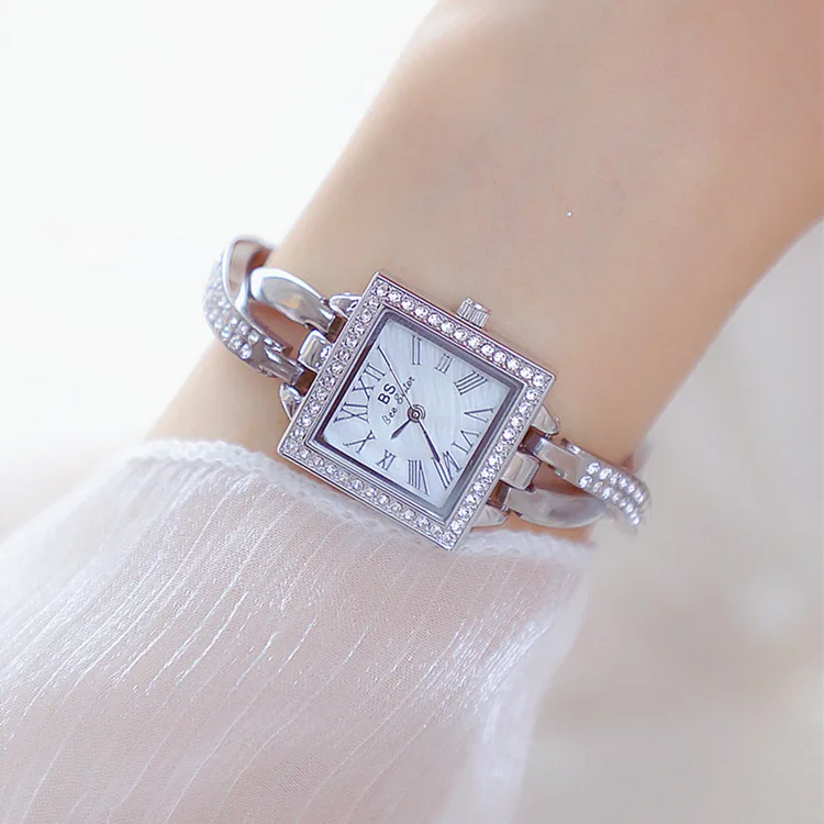 

Bs Women Luxury Brand Watch 2022 Elegant Dress Female Watches Gold Quartz Ladies Wrist Watches Blue Diamond Watches Woman