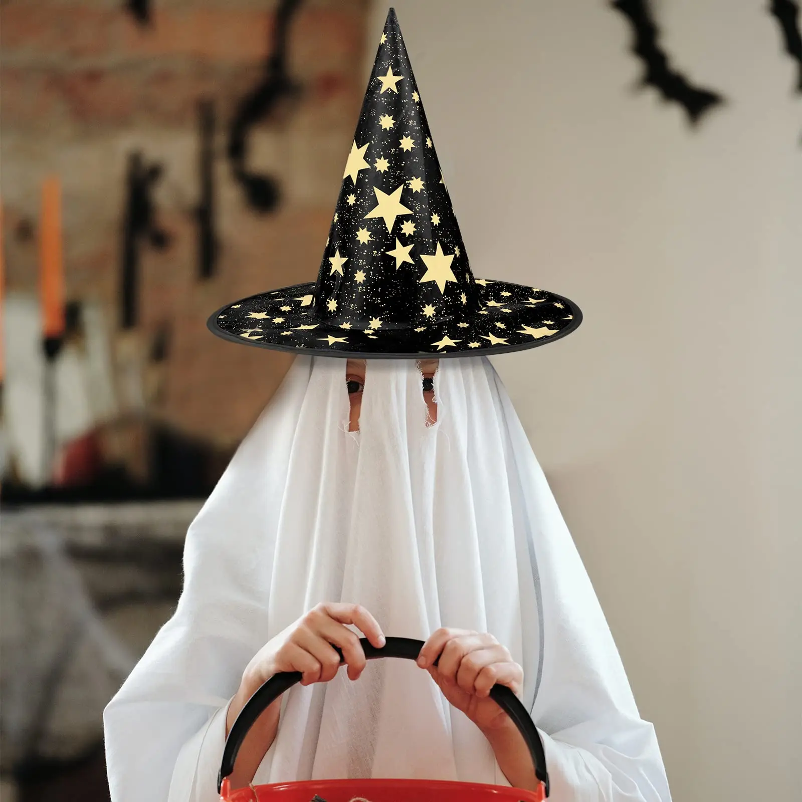 Костюмы на Хэллоуин, Шляпа Волшебника, 15x14 дюймов, пятиконечная звезда, шляпа ведьмы, Детский костюм, косплей, ведьма, Хэллоуин, искусственное украшение