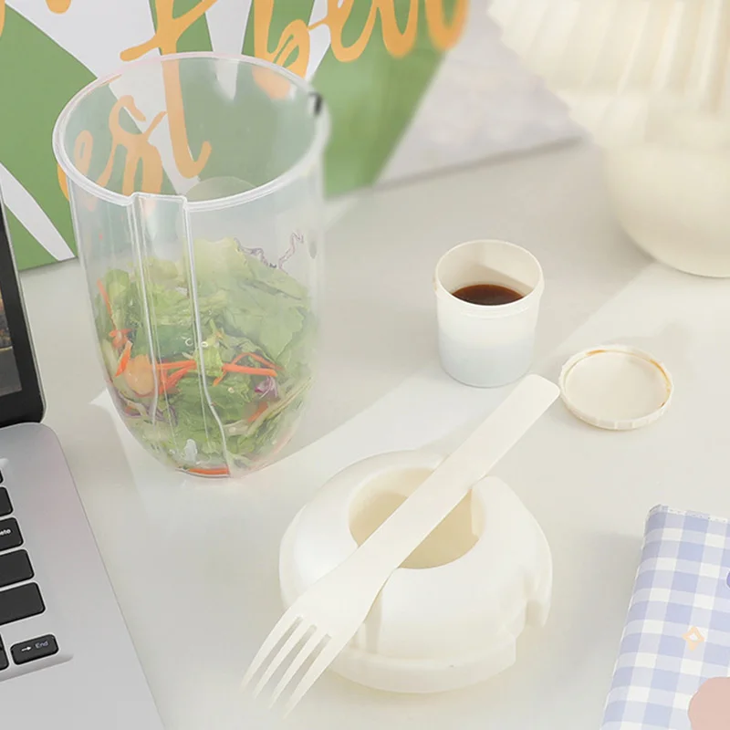 

Bottle Salad Container For Lunch Fresh Salad Cup Bento Box With Fork And Sauce Cup Portable Picnic Food Storage Containers