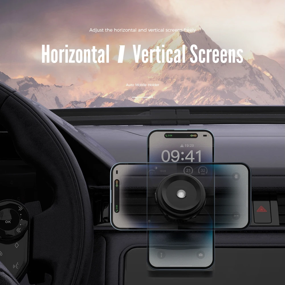 Kimdoole Car Wireless Charger Air Vent Automatic Phone Holder Magnetic Mounting and Vacuum Electric Navigation Stand Support