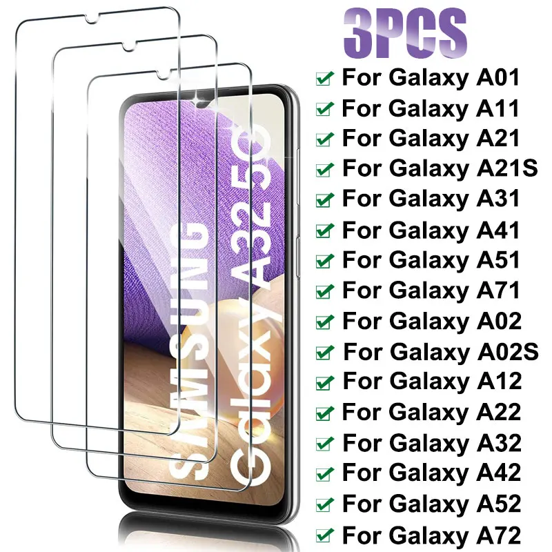 3 шт. закаленное стекло для Samsung Galaxy A32 A22 A12 A02S A42 A31 A11 A01 A21S A41 Защитная пленка экрана