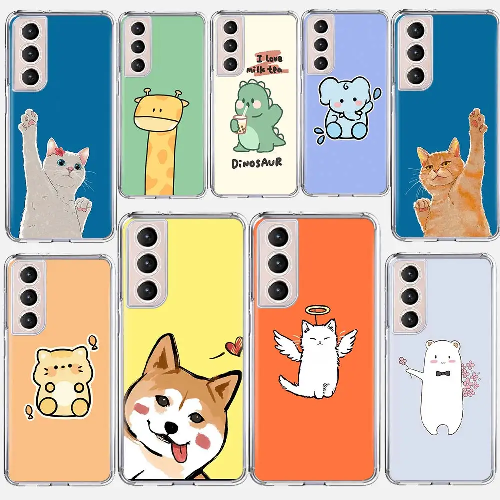 

Cute Cartoon Animal Phone Case Coque For Samsung Galaxy S21 Ultra 5G S20 FE S20 Plus S10E S10 Lite S8 S9 Plus S7 Cover Funda
