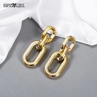 sipengjel fashion bintage metal big chain dangle drop earrings womens irregular statement punk earrings party jewelry