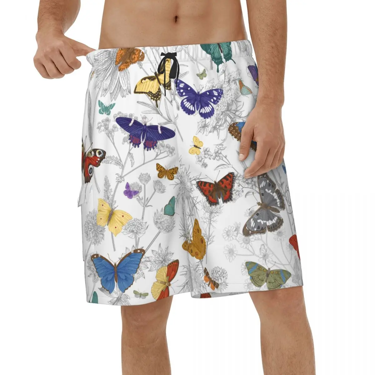 

Printed Shorts Vintage Butterflies And Wild Flowers Summer Mens Swim Trunks Men Beach Shorts