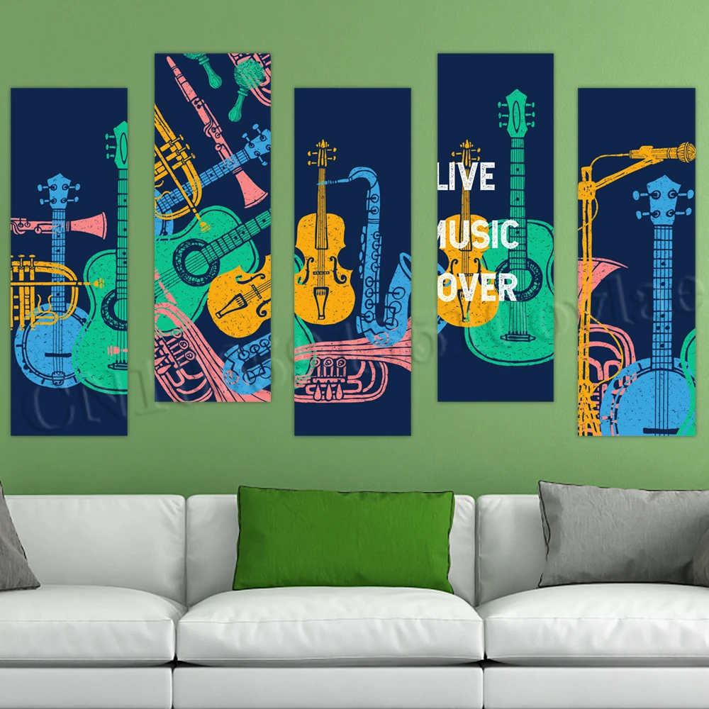 

Home Decor Musical Instruments DIY Wallpaper PVC Self-adhesive Colorful Painting Picture Wall Art Print Modular Bedroom Poster