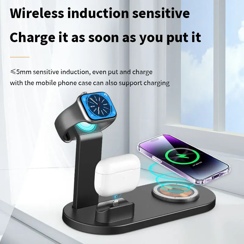 

Foldable Multiple Devices Wireless Charging Station For Smartphone And Watch Qi Standard Fast Charger For iPhone Samsung Watch
