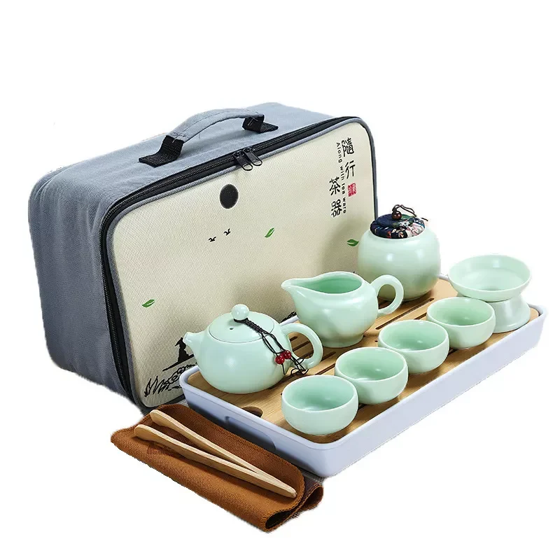 

Ceramic Teapot One Pot Four Cup Outdoor Travel Kung Fu Teapot Tote Bag Travel Cup Set Tcup Kung Fu Teaset Chinese Tea Set