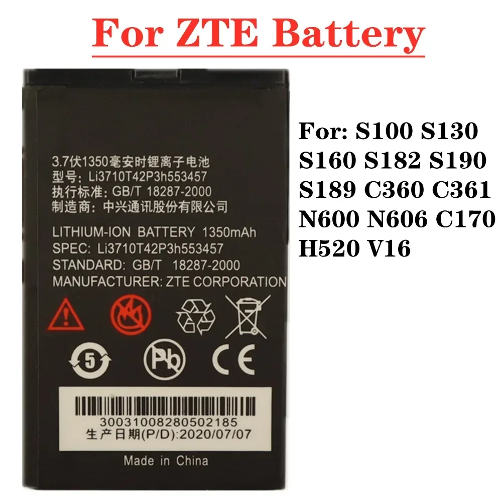 Li3710T42P3h 553457 Аккумулятор для телефона ZTE C170 H520 V16 S100 S130 S160 S182 S190 S189 C360 C361 N600 N606 сменный