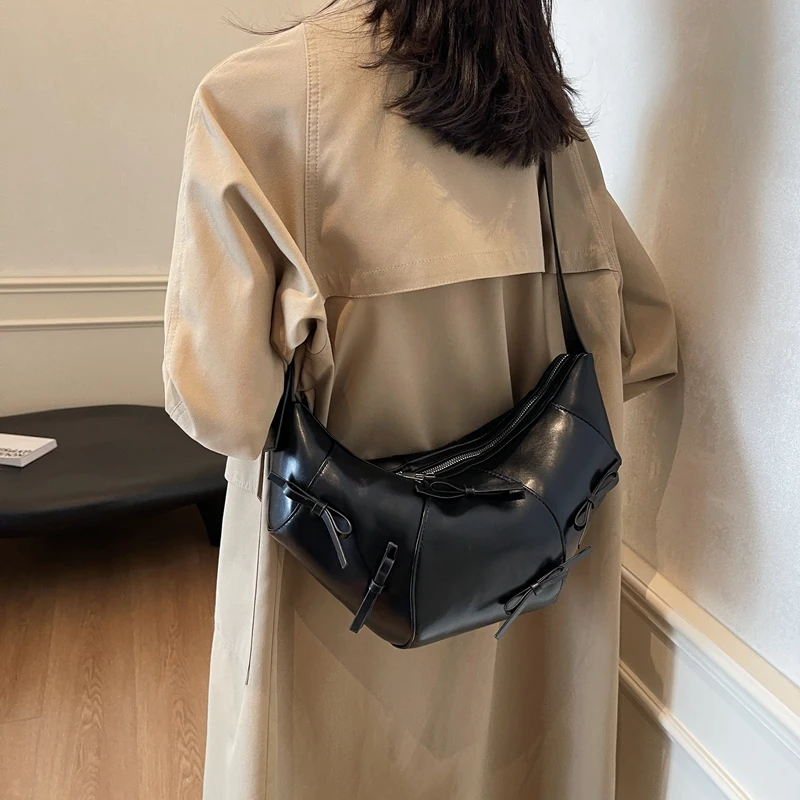 Женская модная сумка через плечо из искусственной кожи с бантом на молнии в форме