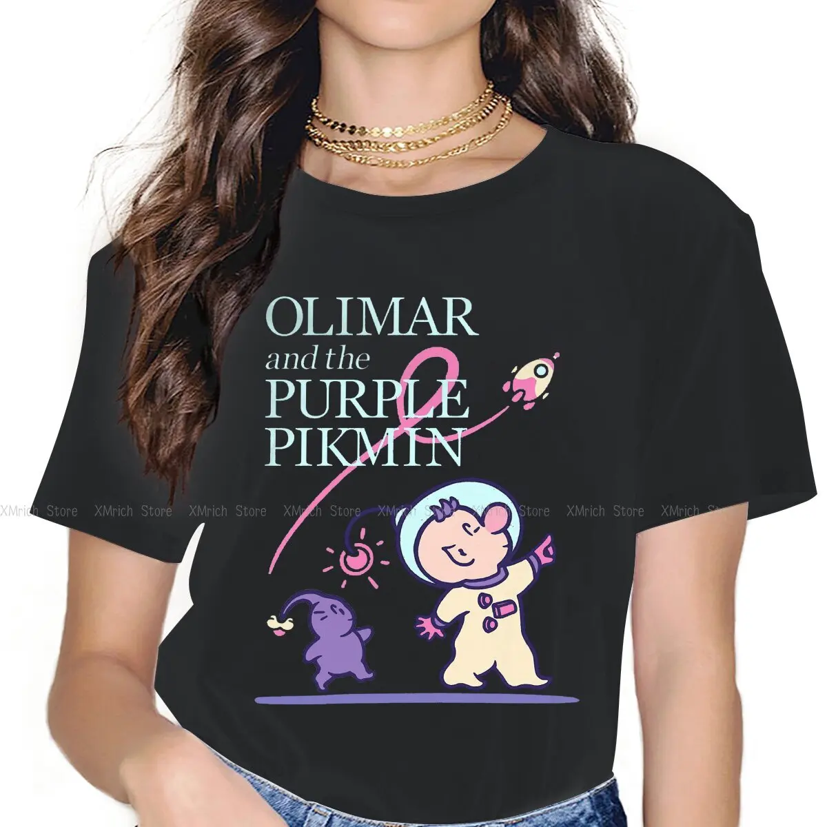 

Purple Women Tshirts Pikmin Electronic Games Aesthetic Vintage Female Clothing Cotton Graphic Tops