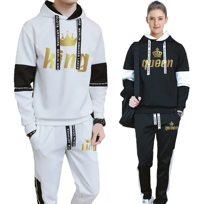 2022 New Arrival Couple Tracksuit Hooded Sweatshirts and Sweapants Autumn Classic Men Women Daily Casual Sports Gym Jogging Suit