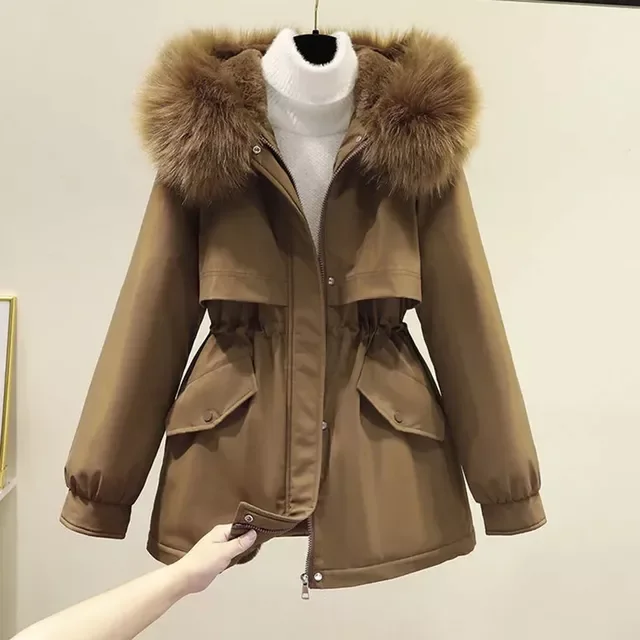 New2022 Cotton Padded Down Jacket Women Mid-length New Style Winter Plus Size 2XL Hooded  Winter Jacket Coat Loose Down Parka