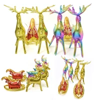 3pcs christmas standing elk foil balloon 3d cartoon deer sleigh decoration balloon christmas party home inflatable ornaments toy