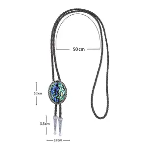 Long Mens Bolo Tie Neck Rope PU Leather Western Oval Adjustable Necklace Accessories Necktie for Jazz Hat Cowboy Shirt Women