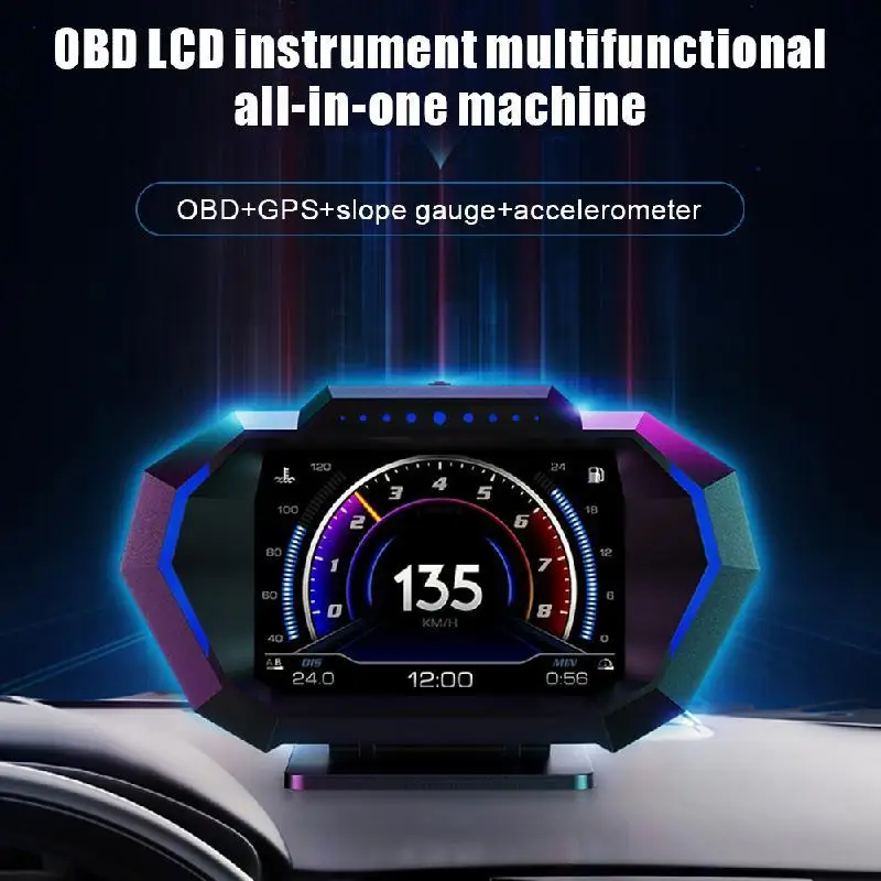 OBD + GPS HUD P24 Автомобильный Проекционный дисплей Бортовой компьютер Цифровой