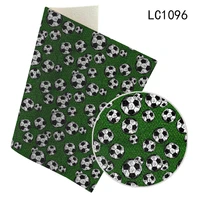 30x136cm newest soccer pattern printed lychee grain faux leather for diy earrings hair bows crafts