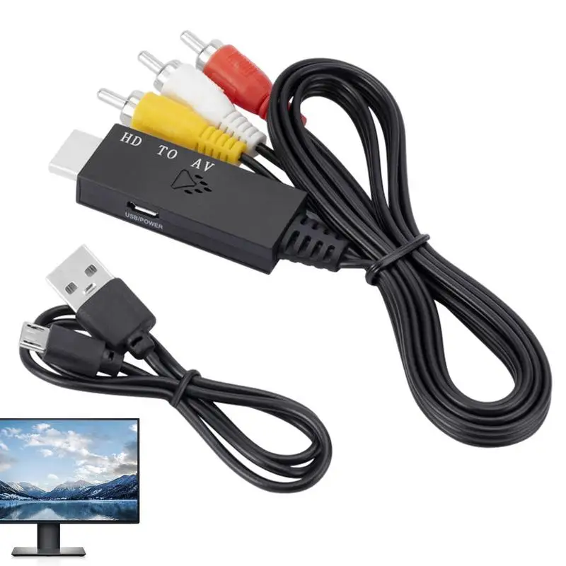 

AV-адаптер, конвертер, адаптер дисплея, кабель, видео адаптер, аудио преобразователь, AV-кабель 1080P, универсальный 1-ходовой передатчик 3,3 футов