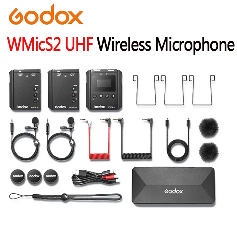 

Компактная Беспроводная микрофонная система Godox WMicS2 UHF, профессиональный петличный микрофон для Vlog Video DSLR смартфона, записи интервью