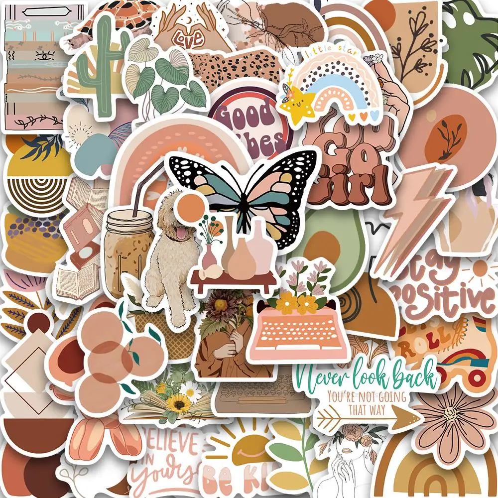 

10/50PCS Aesthetic Vintage Sticker Paper Bohemia Harajuku Luggage Laptop Kid Toy Chambre Cool Waterproof Skateboard Stickers