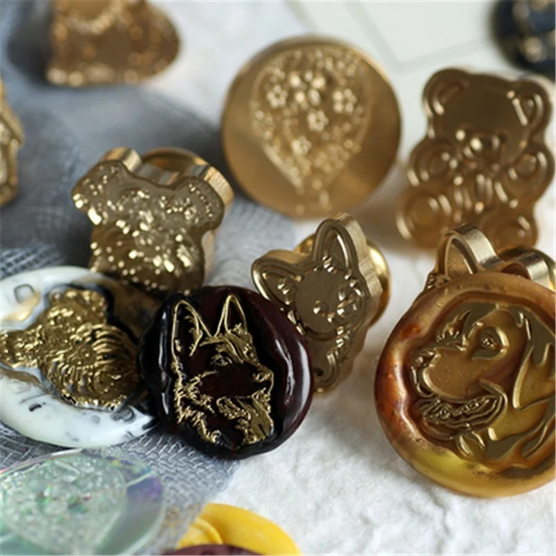 

Cute Corgi Rottweiler Dog Stamp Head DIY Stamps Wax Seal Handle Heads Journal Package Date Wedding Gift Envelope Arts Hobby Card