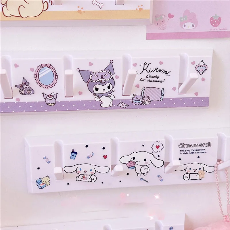 

Cinnamoroll My Melody Kuromi Kawaii Cabinet Door Strong Seamless Hook Without Punching Anime Sanrioed Wall Hangers Household