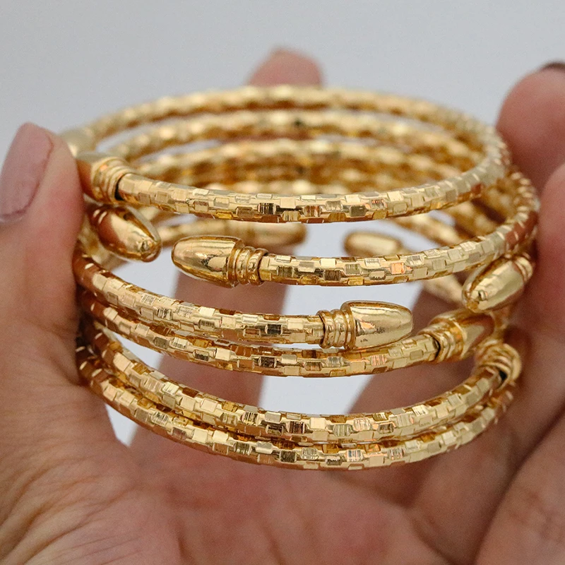 

6 Pieces of Classic Ethiopian 5mm new Dubai Women's Gold Bracelet, Party Gift African Indian Ball Bracelet, Middle East Wedding