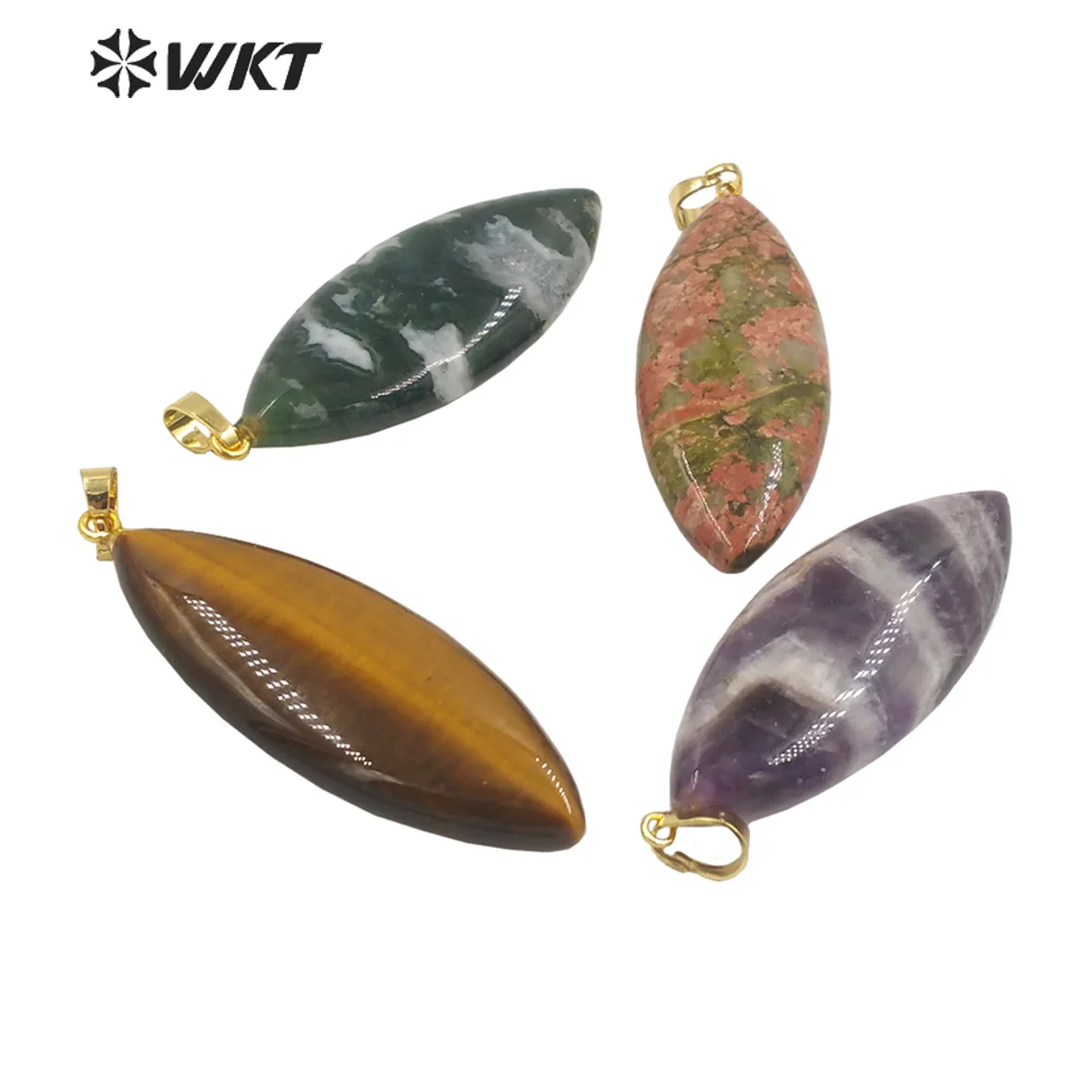 

WT-P1946 WKT 2023 Beautiful Style Natural Gemstone Pendant Oval Shape For Jewelry supplies Jewelry 18K Gold Grand Ball