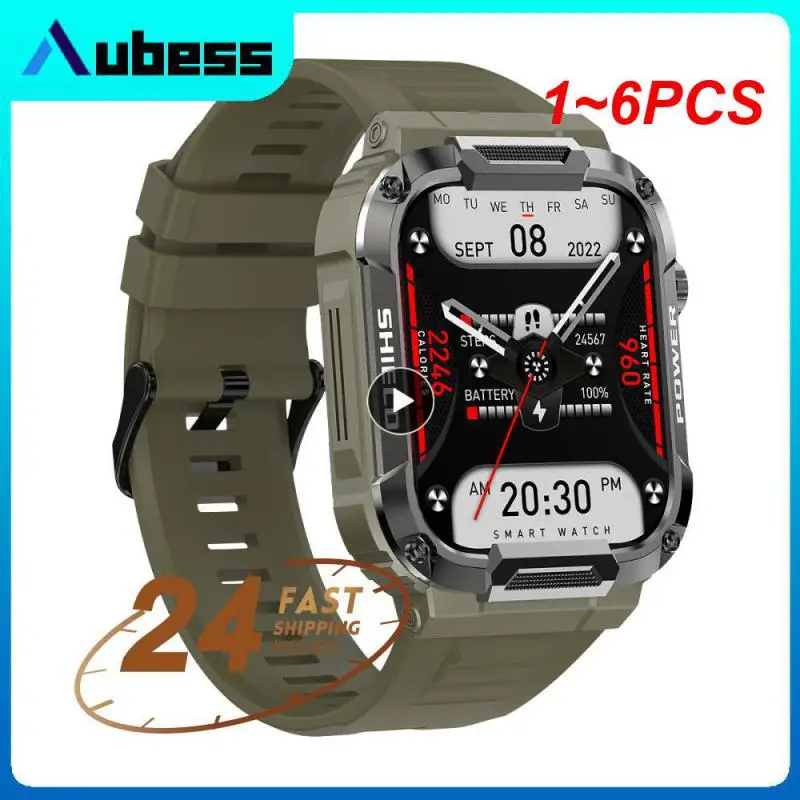 

1~6PCS Rugged Military Smart Watch Men For Android Ios Ftiness Watches Ip68 Waterproof 1.85'' Call Smartwatch