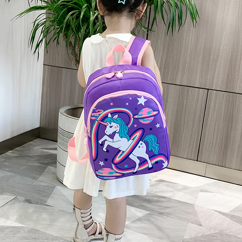 Милый школьный рюкзак с единорогом, модный школьный рюкзак с мультипликационным рисунком для девочек, вместительные рюкзаки для начальной ...