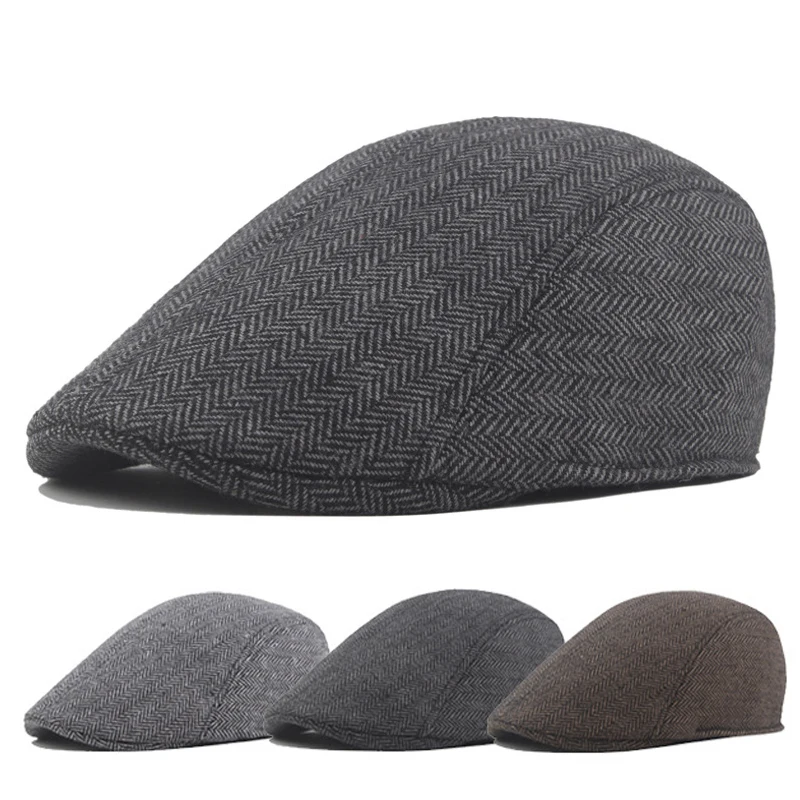 

New Duckbill Hat Forward Cap Painter Newsboy Cap Herringbone Visor Peaked Cap Casual Spring Men Women Solid Color Berets Hat