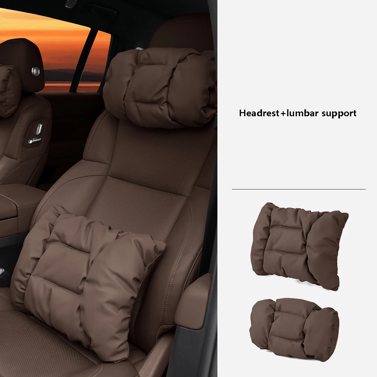 

Усовершенствованный сенсорный хлопковый автомобильный подголовник с пузырьками, противоскользящая кожаная подушка для шеи и набор подушек для талии для удобных путешествий